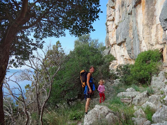 Felsen und Meer; am Wandfußsteig der SW-Flanke