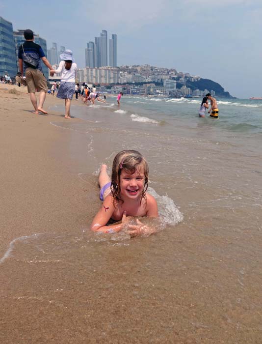 am Haeundae-Strand - praktisch mitten in der Stadt