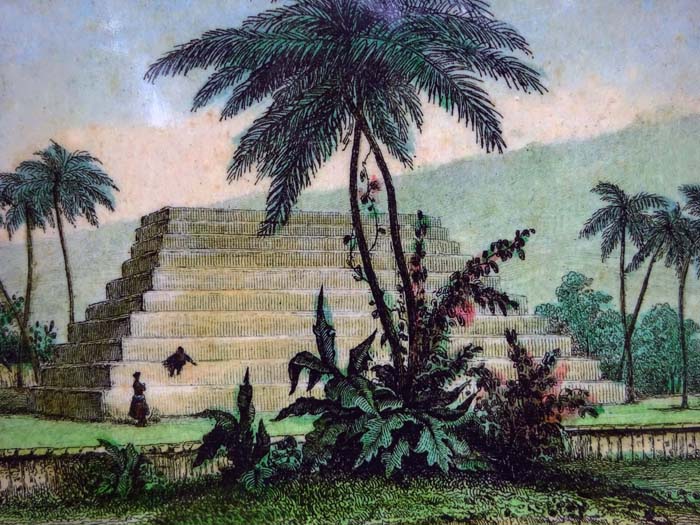 Stich einer ursprünglichen Tempelpyramide