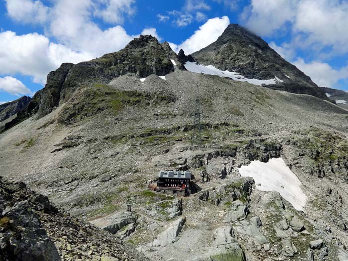 Rückblick auf Hütte und Tauernkogel