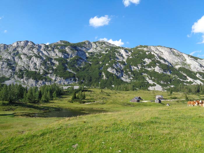 der kleine Quendlingsee unter der Traweng-Südwestflanke, über die wir nach dem Klettersteig auf die Tauplitzalm zurückkehren