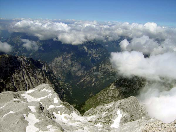 Blick gegen W in die Zadnjica, dem obersten Seitenast des Soča-Tales