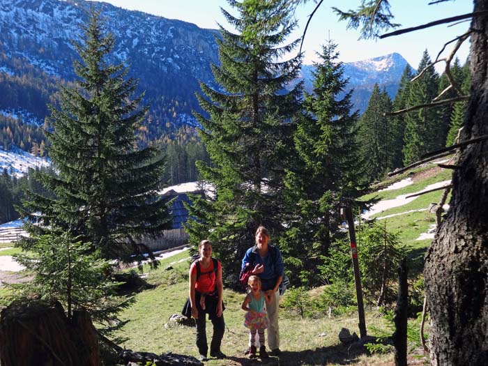 Einstieg in die Türkenkogelflanke am obersten Zipfel der Alm; im SW der Ausseer Zinken