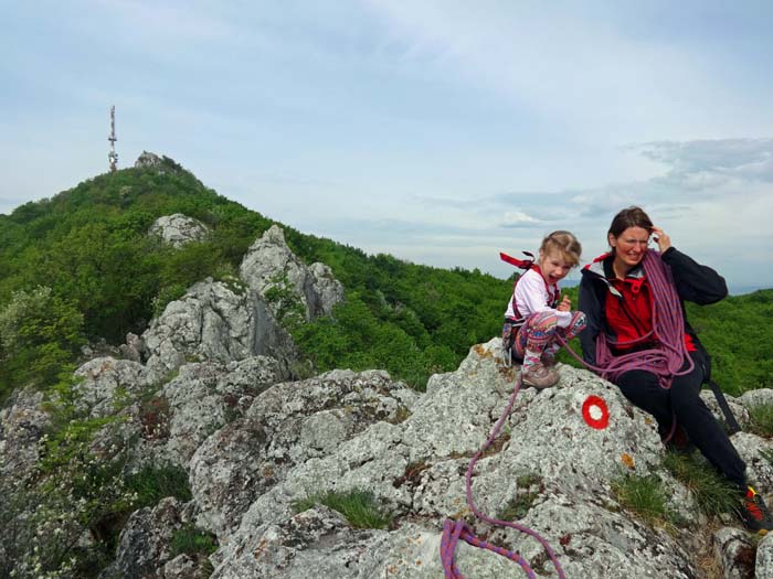 auf der Höhe des 3. Zahnes wird der Gipfel mit seinem TV-Turm sichtbar