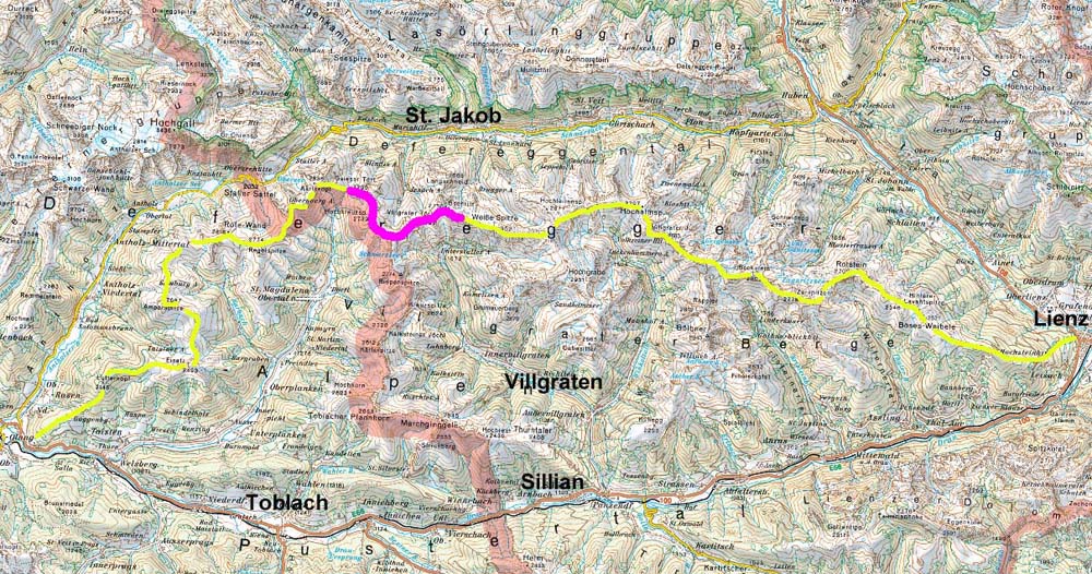 die fünfte Etappe der Ost-West-Gesamtüberschreitung des Hauptkamms der Villgratner Berge