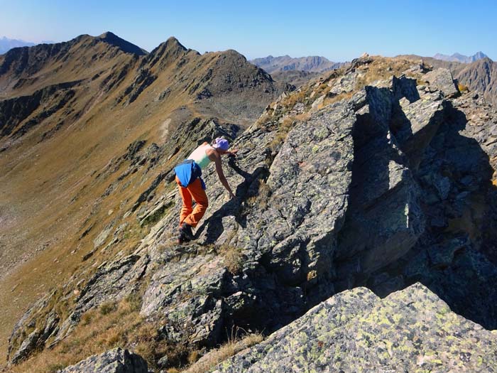 am Pfannspitze-Westgrat nähern wir uns dem schwierigsten Stück des gesamten Abschnitts