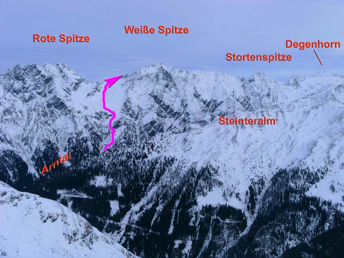 unser Aufstieg von SO (Kreuzspitze)