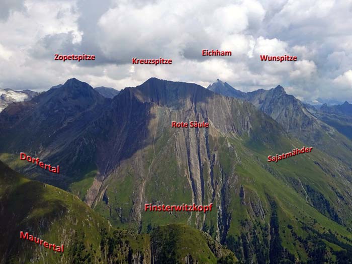 im Uhrzeigersinn geht's weiter: Eichhamstock und dahinter Frosnitzkamm, welche das Virgental im Norden begrenzen im Uhrzeigersinn geht's weiter: Eichhamstock und dahinter Frosnitzkamm, welche das Virgental im Norden begrenzen