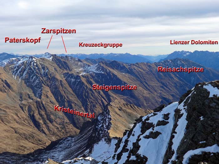 Zarspitzen und Paterskopf von W (Nördl. Wetterspitze)