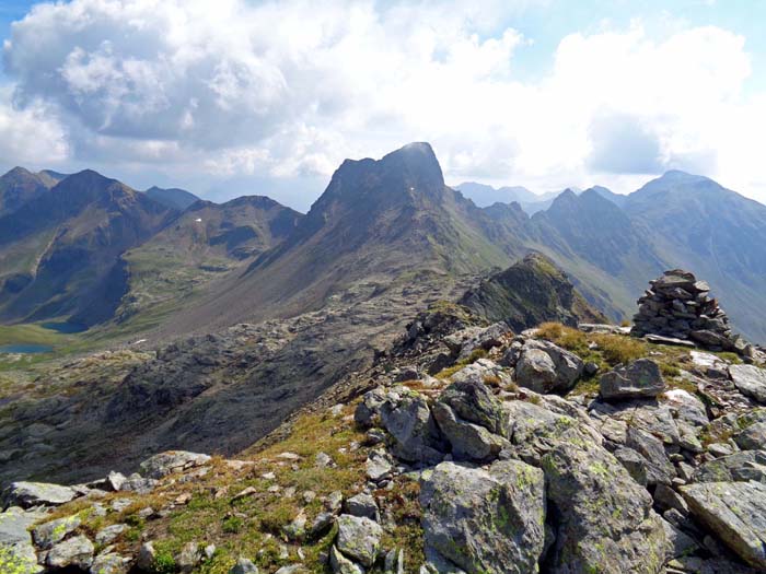 Rückblick vom Hocheck über den Bockstein bis zur Zarspitze