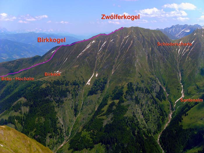 der Zwölfergrat von Westen, vom NO-Grat des Stubenkogel zwischen Pihapper und Hohem Herd (Venedigergruppe) ...