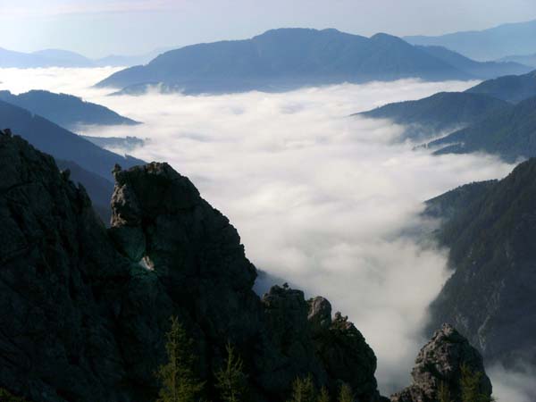 ... und gegen S aufs nebelbedeckte Tal von St. Ilgen