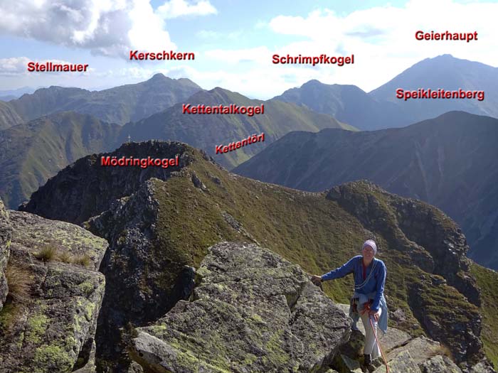 bald verflacht sich der Grat und wir erreichen den etwa 2300 m hohen Östlichen Gamskogel