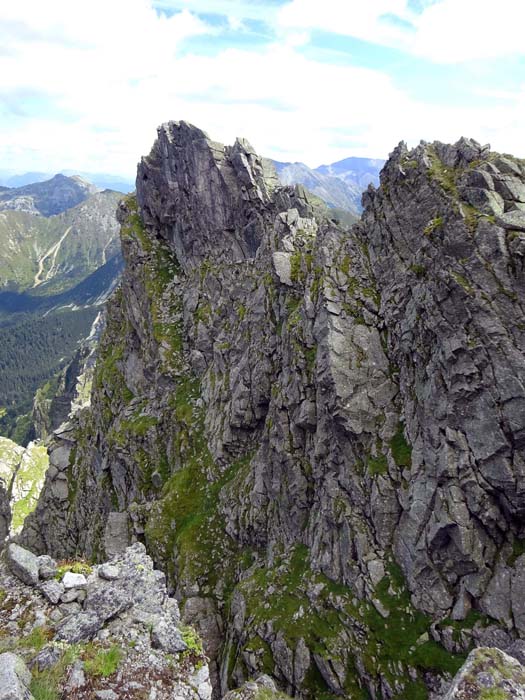 Rückblick zum Ostgipfel des Mittleren Gamskogel