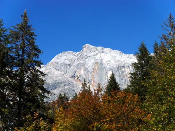 die zentrale Hochkönig-Südwand; der Herbst ist hier die perfekte Zeit - nicht zuletzt wegen der Quellaustritte des Gletscherwassers vom Gipfeldach