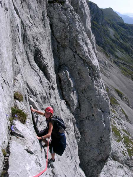 Ulli am Beginn der Traverse vor dem 1. Stand