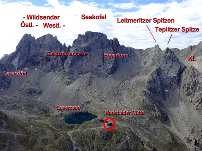 die Karlsbader Hütte - ein Stützpunkt für viele Klettereien der Sonderklasse