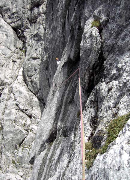 die Route bietet eine Reihe von elitären Quergängen, hier in der 7. SL