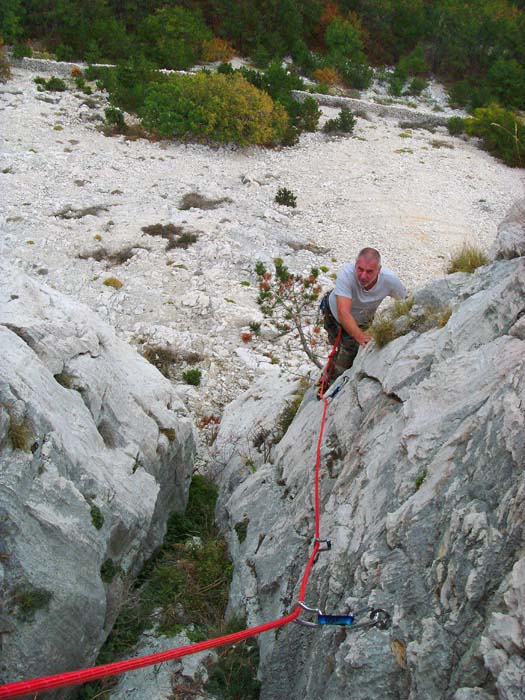 Peter im Quergang der kurzen 2. SL von Zlatorog