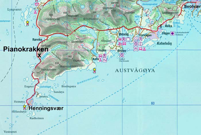 zwischen Rørvika und Svolvær reiht sich ein Klettergebiet an das nächste; wir nehmen die Mündung des Djupfjordes in den Vestfjord unter die Lupe