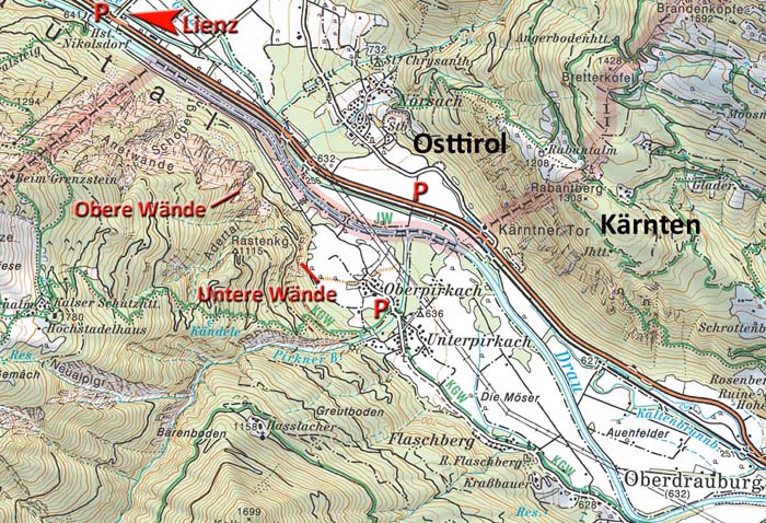 Karte; verschiedene Zugänge, auch mit Rad Karte; verschiedene Zugänge, auch mit Rad