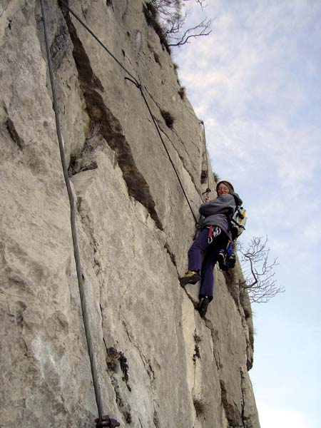 am Rino Pisetta gibts keine Tritthilfen - einer der schwierigsten Klettersteige der Dolomiten