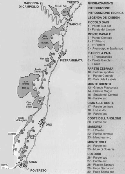 Karte Klettergebiete Sarchetal