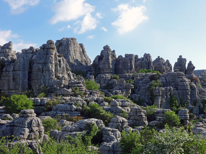 ein ganz anderes Gepräge hat die zerklüftete Karsthochfläche von El Torcal de Antequera; früher durfte man hier überall klettern, ...