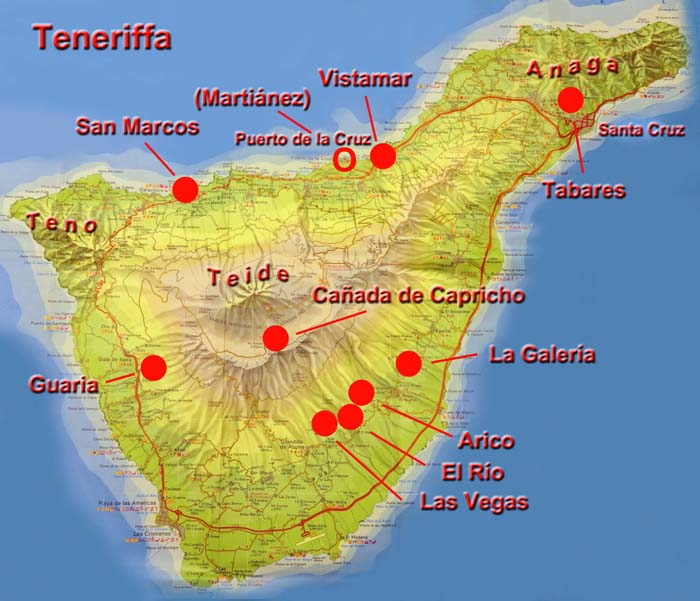 die Klettergebiete Teneriffas