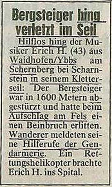 Kronenzeitung vom 16.8.1999, alle unterstrichenen Passagen sind frei erfunden