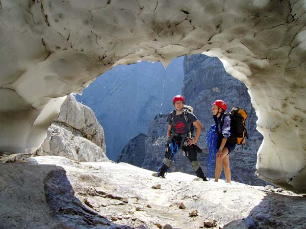 Schneeburg in der 2. Querung, Ulli mit Thomas