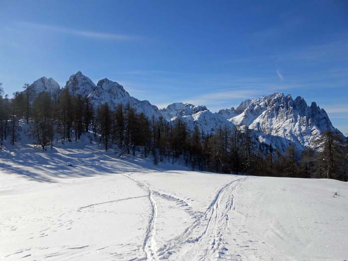 das Gipfelpanorama: im NW Gamswiesenspitzen und Spitzkofel