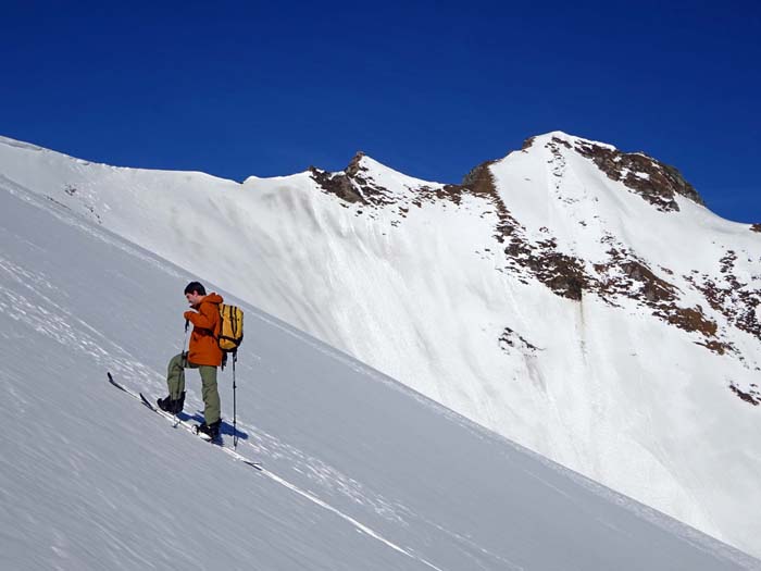 Nikl am Splitboard mit Grießenspitze