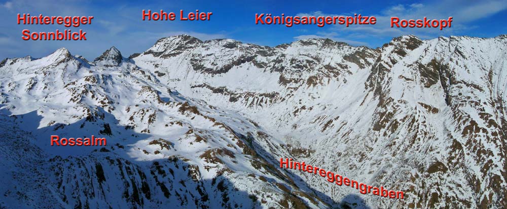 das betörende Gipfelpanorama im NW, für die Schitour auf den Hinteregger Sonnblick s. Archiv