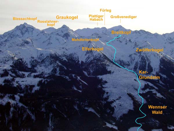 von der Hanglhöhe (Kitzbüheler Alpen) hat man einen guten Überblick auf unsere Tour