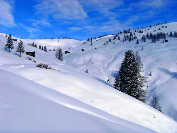 ein paar Tage später schaut die Sache schon anders aus; die Alm am Ursprung des Klammbaches zwischen Dorfberg und Leitner Wiesen