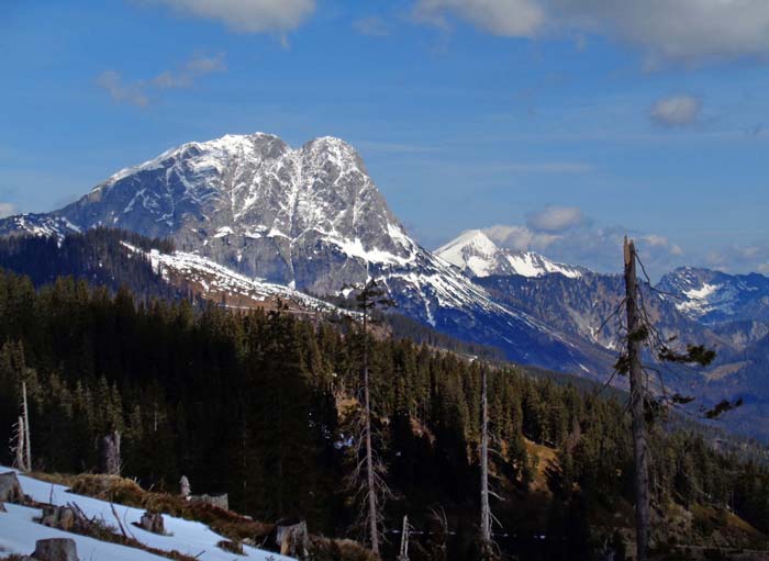 etwas weiter links der Lugauer und der Schneespitz des Tamischbachturm