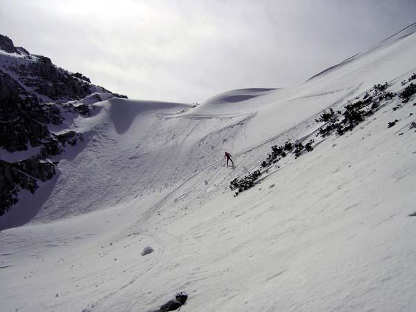 Einfahrt vom Sattel zwischen Feigentalhimmel und Rosskogel in die Hirschgrube