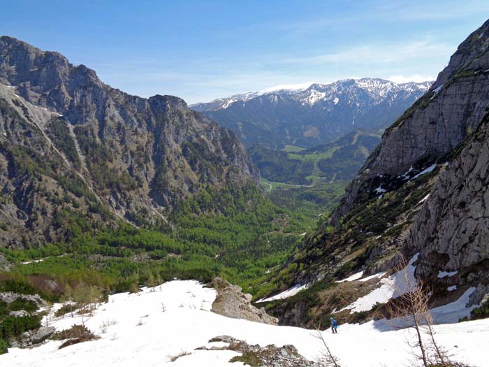 die letzten Schneezungen reichen noch tief ins satte Talgrün hinein