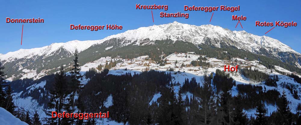 Blick von der Bannwald-Forststraße nach N auf den Ostteil des Lasörlingkammes (Venedigergruppe)