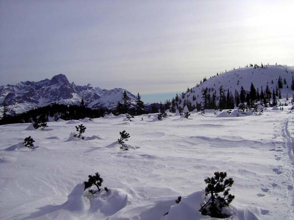 die Hochfläche mit der Gipfelkuppe, links der Torstein