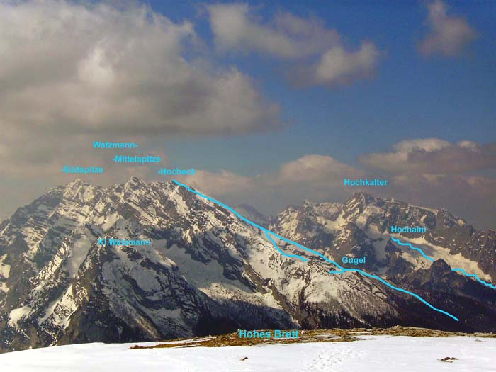 im Westen zwei weitere Berchtesgadener Schitourenklassiker