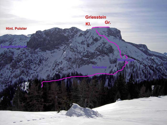 gleich links davon unser Weiterweg auf die Griessteine