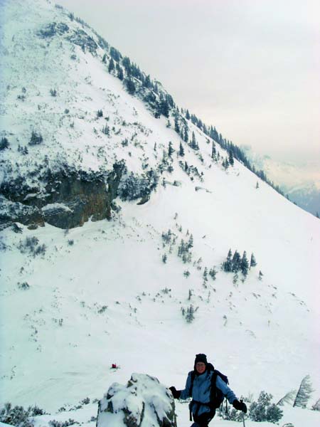 die letzten Meter der kurzen Ostflanke mit Blick zum Schober