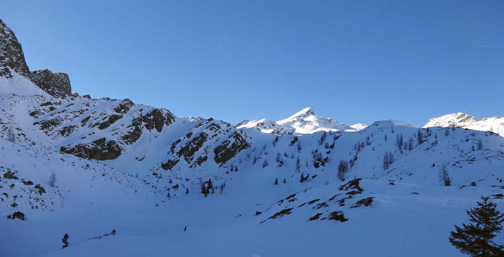 Rückblick auf Hinteregger Sonnblick und Hohe Leier (rechts)