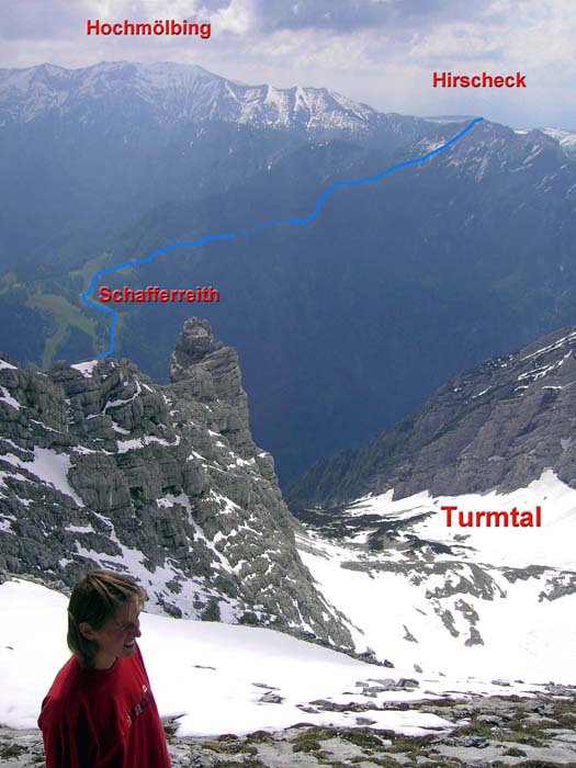 unsere Route von NW (Brandleck, Stoderkamm)