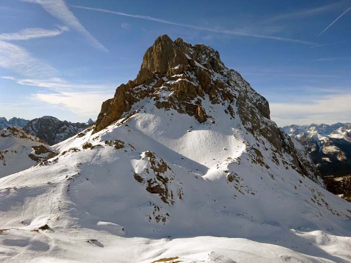 Abstieg zum Schidepot mit Monte Peralba