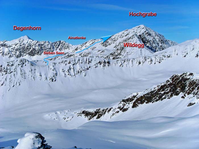 die Hochgrabe von Süden (Gabesitten) mit dem oberen Teil des Aufstiegs über den Westkamm