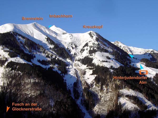 Imbachhorn von O (Sulzbachtal) mit dem unteren Teil des Aufstiegs