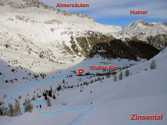 Rückblick nach der Steilstufe aus dem sich öffnenden Zinsental